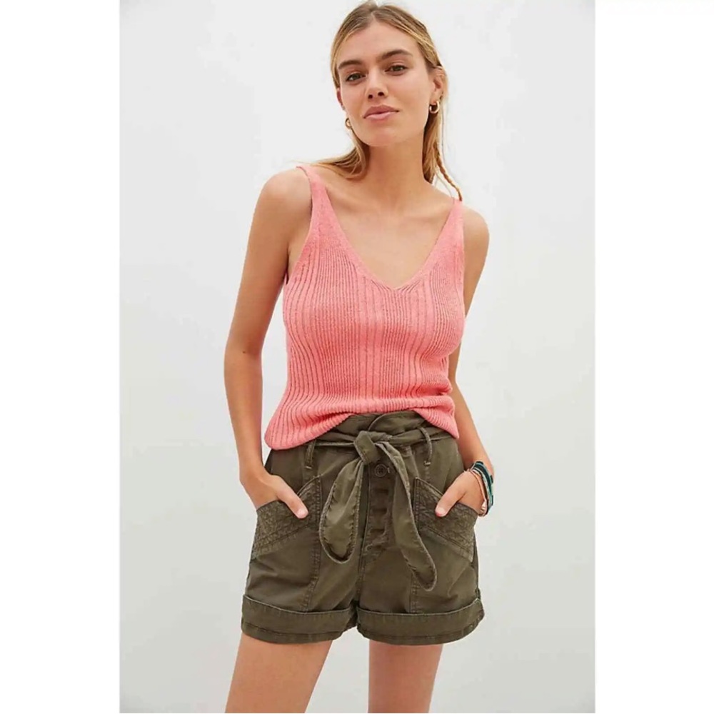 Anthropologie Coral Sweater Knit Sleeveless Pullover V-neck Tank Tops